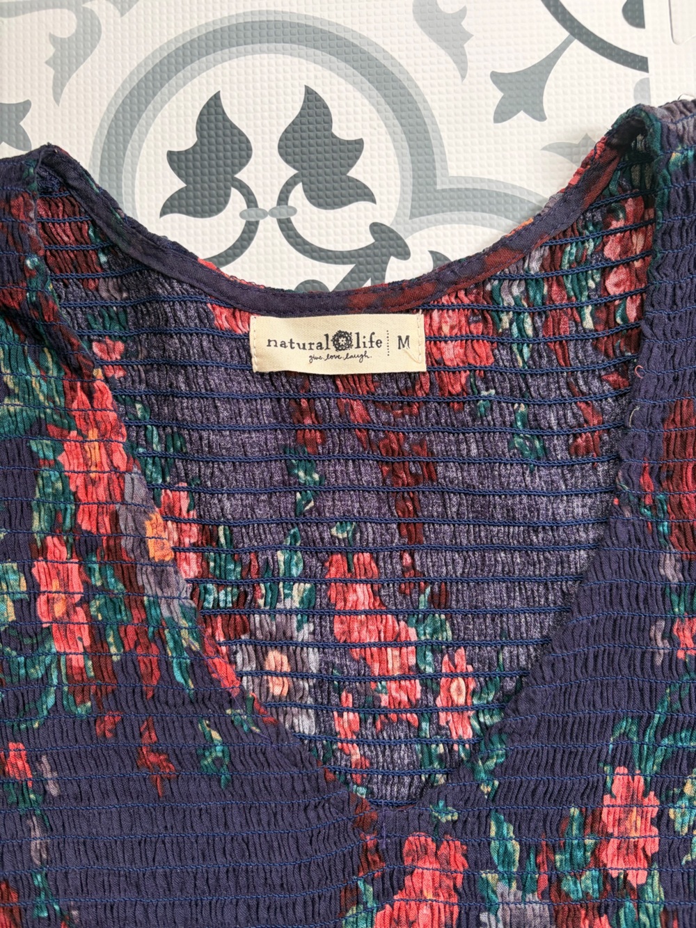 NATURAL LIFE Purple Floral Tiered Dress with Red and Green Flowers - Picture 3 of 3